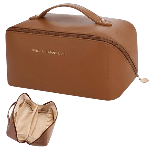 Elegante Neceser Marrón de Cuero Sintético